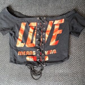 Fashionnova black tie up crop top